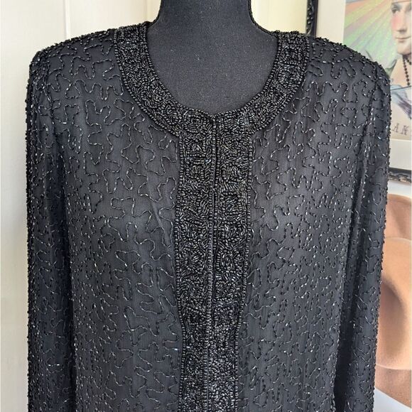 VTG Laurence Kazar Sequin Sparkle Jacket LG Dynasty Whimsigoth Glam Hilary Banks - Picture 3 of 8